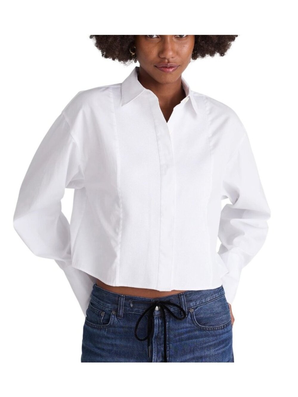 Madewell Women's Straight Hem Tuxedo Shirt~Size M~White Boxy Fit NWT L17 35